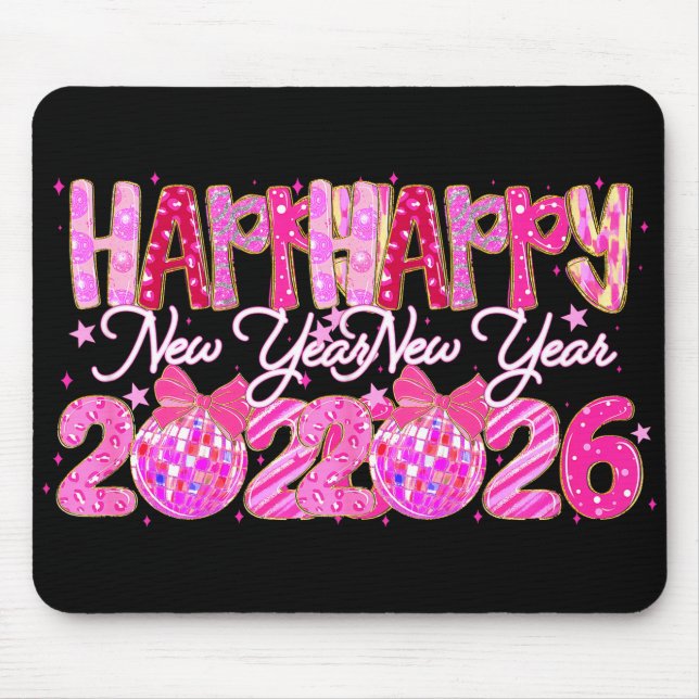 Happy New Year 2026 Preppy New Years Nk Coquette B Mouse Pad (Front)