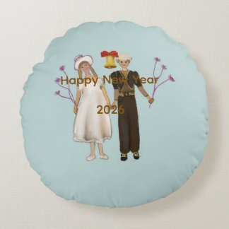 Happy New Year 2026 Round Pillow