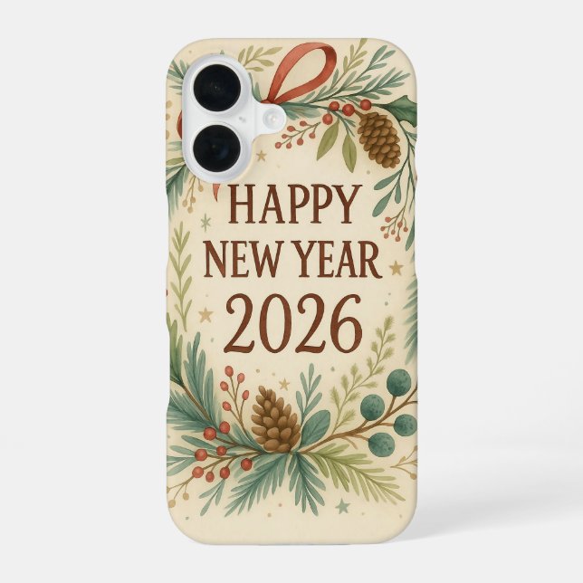 happy new year 2026 rustic iPhone case (Back)