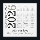 Happy New Year 2026 Sage Green White Calendar<br><div class="desc">Happy New Year 2026 Sage Green White Calendar. A modern and stylish design with the year rotated and to the left hand side with the 5 in soft sage and the rest of the text in black. A practical way to send your good wishes for 2026 so it can be...</div>
