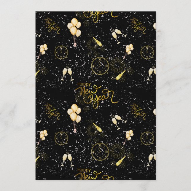 Happy New Year 2026 Seamless Pattern Invitation (Front)