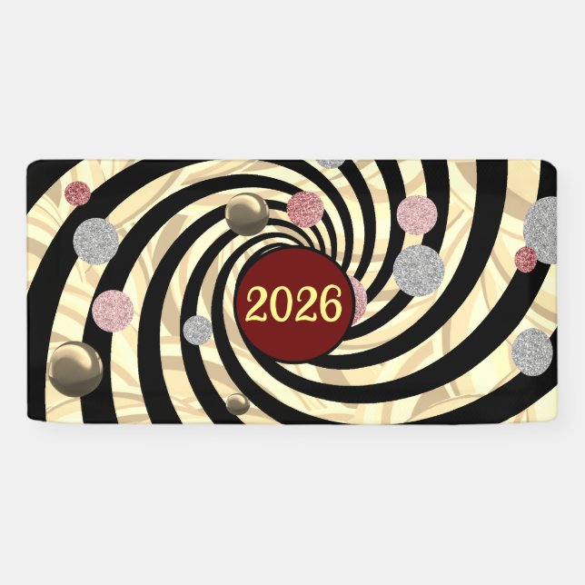Happy New Year 2026, spirals and bubbles  Banner (Horizontal)