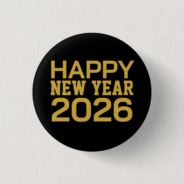 Happy New Year 2026 T-Shirt Button (Front)
