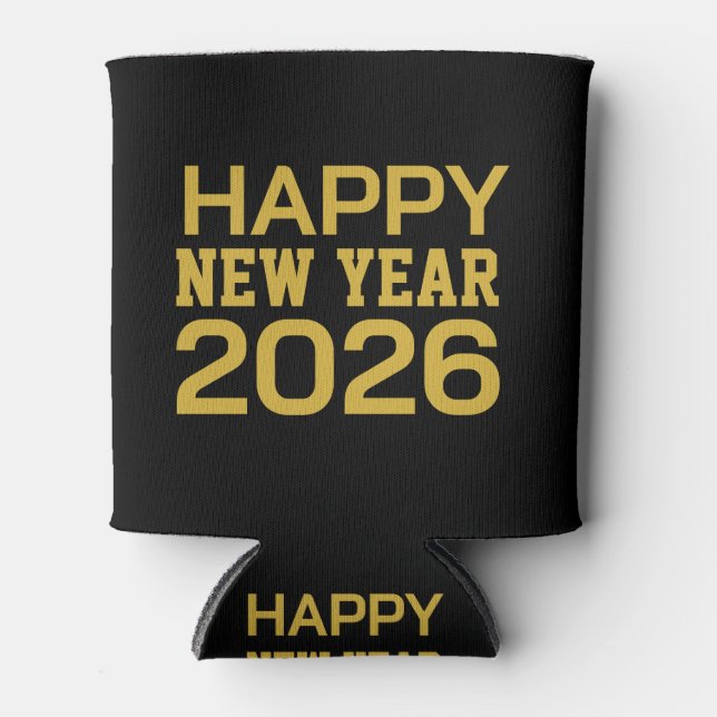 Happy New Year 2026 T-Shirt Can Cooler (Front)