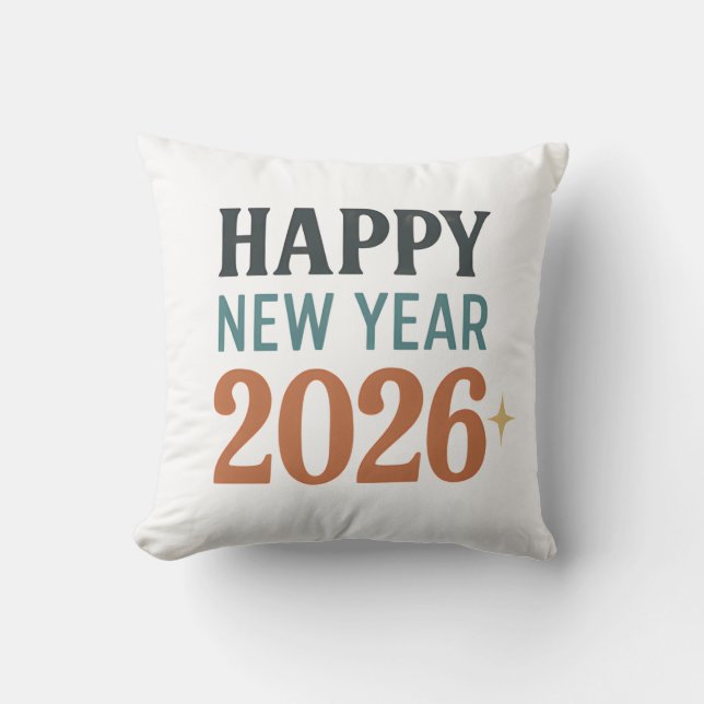 Happy New Year 2026 Throw Pillow (Front)