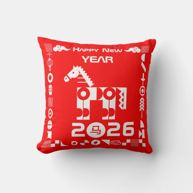 Happy New Year 2026 Throw Pillow (Front)