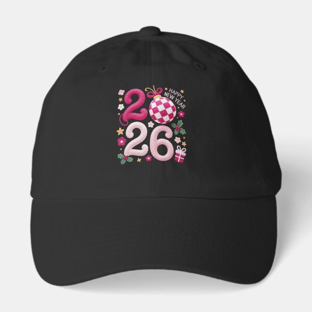 Happy New Year 2026 Typography Colorful Hat (Front)