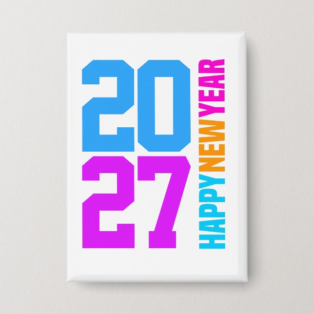 Happy New Year 2027 Button (Front)