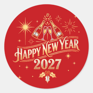Happy New Year 2027 Celebration Classic Round Sticker