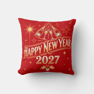 Happy New Year 2027 Celebration Throw Pillow