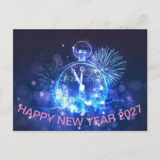 Happy New Year 2027 Elegant Festive Holiday Postcard