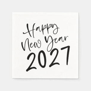 Happy New Year 2027 Script Napkins