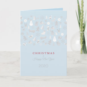 Happy New Year 2027 & Silver Christmas Characters Holiday Card