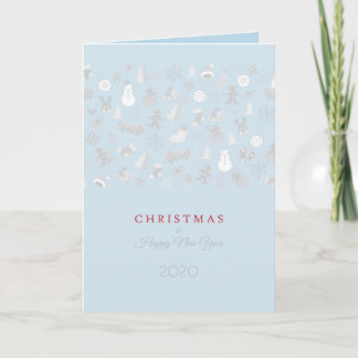 Happy New Year 2027 & Silver Christmas Characters Holiday Card