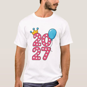 Happy New Year 2027 T-Shirt   Pink Polka Dot Numbe