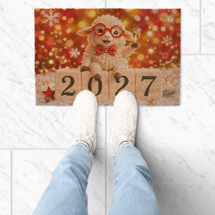 Happy New Year 2027 Year of the Goat Sheep Fiber Doormat