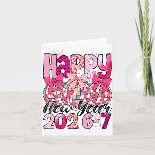 Happy New Year 202-67 Meme Cute Coquette Nk Bow Di Card (Front)