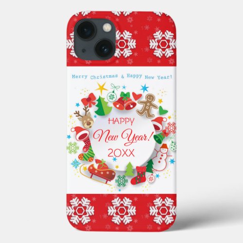 Happy New Year 20XX  Christmas Characters iPhone 13 Case