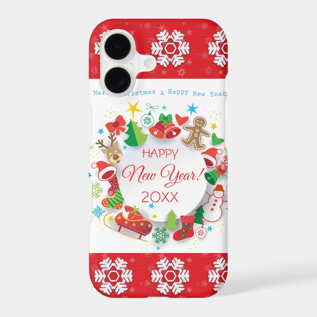 Happy New Year 20XX & Christmas Characters Case-Mate iPhone Case (Back)