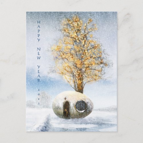 Happy New Year 20xx  Funny Egg House Holiday Postcard