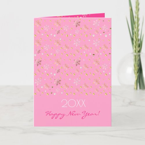 Happy New Year 20XX  Gold Christmas Characters Holiday Card