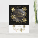 Happy New Year 20XX &amp; Gold Christmas Characters Holiday Card