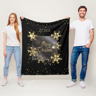 Happy New Year 20XX & Gold Christmas Luxury Fleece Blanket