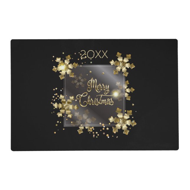 Happy New Year 20XX & Gold Christmas Luxury Placemat (Front)
