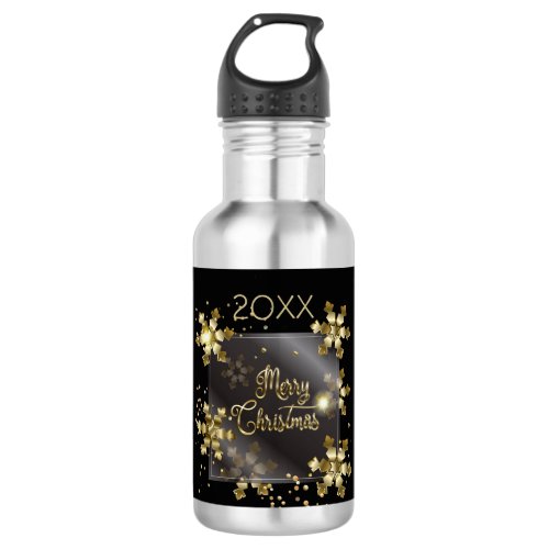 Happy New Year 20XX & Gold Christmas Luxury Stainless Steel Water Bottle