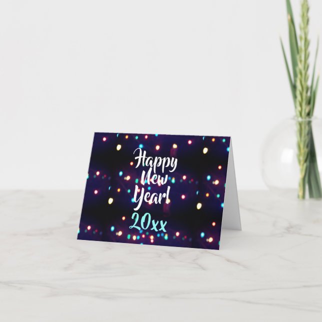 Happy New Year 20xx Holiday Lights Holiday Cards (Front)