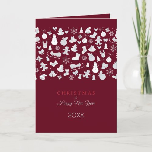 Happy New Year 20XX  Silver Christmas Characters Holiday Card