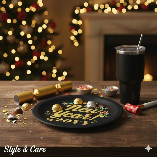 Happy New Year 20YY Custom Round Paper Plates (Happy New Year 20YY Custom Round Paper Plates)