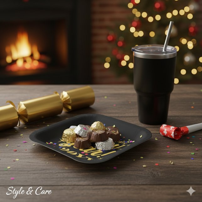 Happy New Year 20YY Custom Square Paper Plates (Happy New Year 20YY Custom Square Paper Plates)