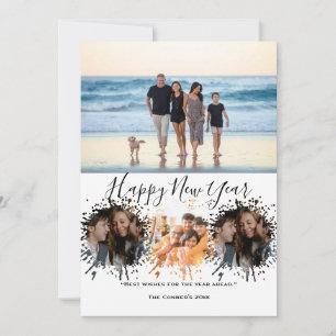 Happy New Year 4 Collage Multi photo  Holiday Card