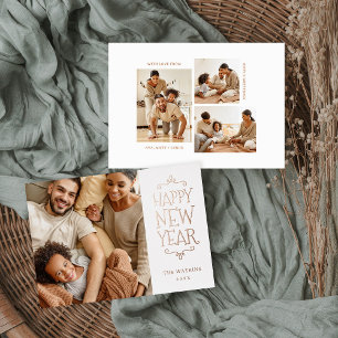 Happy New Year 4 Photo Foil Holiday Card