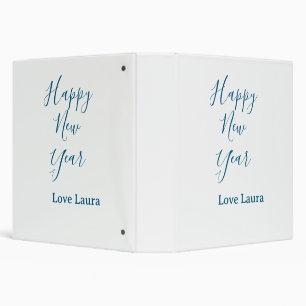 Happy new year add name love blue simple minimal h 3 ring binder