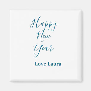 Happy new year add name love blue simple minimal h magnet