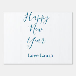 Happy new year add name love blue simple minimal h sign