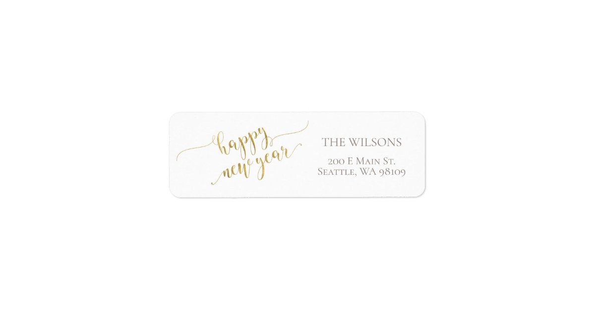 Happy New Year Address Labels - White & Gold | Zazzle.com