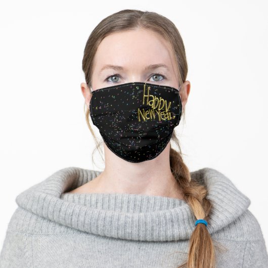 Happy New Year Adult Cloth Face Mask (Worn)