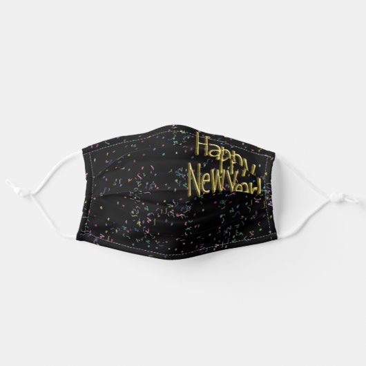 Happy New Year Adult Cloth Face Mask (Front, Unfolded)