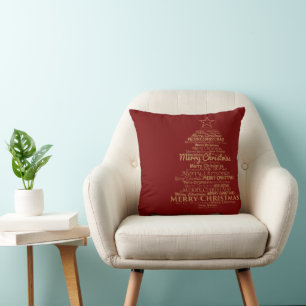 Happy New Year and Christmas Throw Pillow