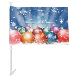 Happy New Year and Merry Christmas baubles Car Flag