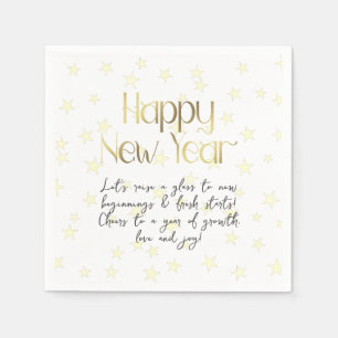 Happy New Year and Wishes Gold Napkins