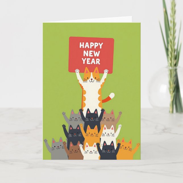 Happy New Year Animal Stack Card (Front)