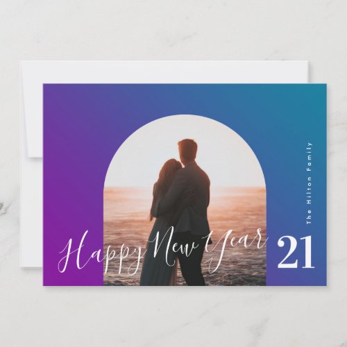 HAPPY New Year Arch Oval Bold Ombre Gradient Holiday Card