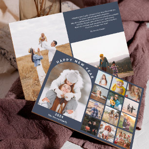 Happy New Year arch year in review 15 photos blue Holiday Card