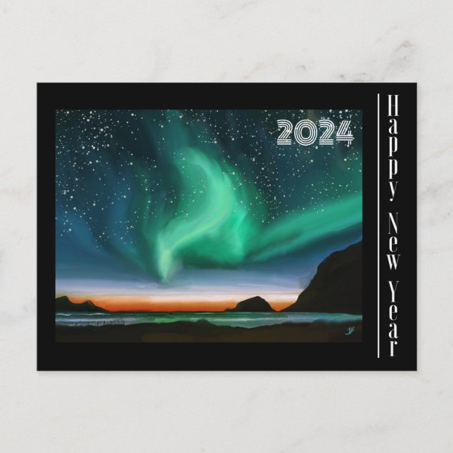 Happy New Year - Aurora Borealis Card (Front)
