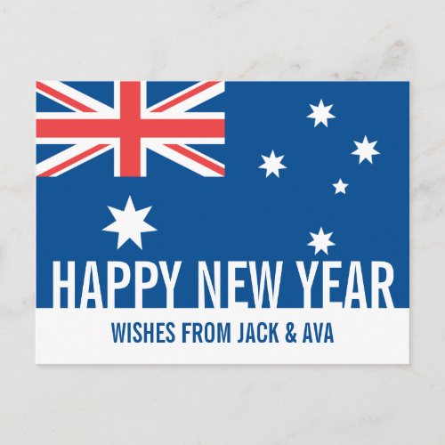 Happy New Year Australia Australian Flag Custom Postcard