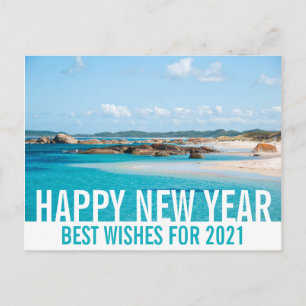 Happy New Year Australia Beach Landscape Paradise Postcard